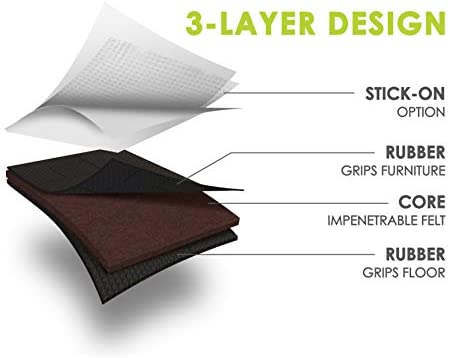 Slipstick GorillaPads 4 Inch Non Slip Furniture Gripper Pads (Pre-Scored to Cut to Size) Stops Sliding and Protects All Hard Floor Surfaces, Optional Self-Stick Adhesive, Square, CB140