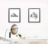 Modern Calligraphy Art Painting Set of 2 (8”X10” Canvas Picture), His Queen Her King Painting Motivational Phrases Wall Art Print Poster for Bedroom Wall or Room Home Decor,No Frame