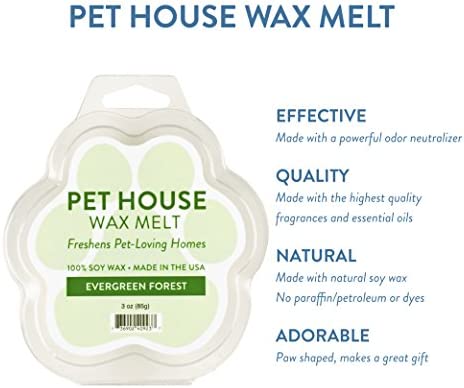 One Fur All 100% Natural Soy Wax Melts in 20+ Fragrances, Pack of 2 by Pet House - Long Lasting Pet Odor Eliminating Wax Melts, Non-Toxic Pet Wax Melts, Made in USA (Evergreen Forest)