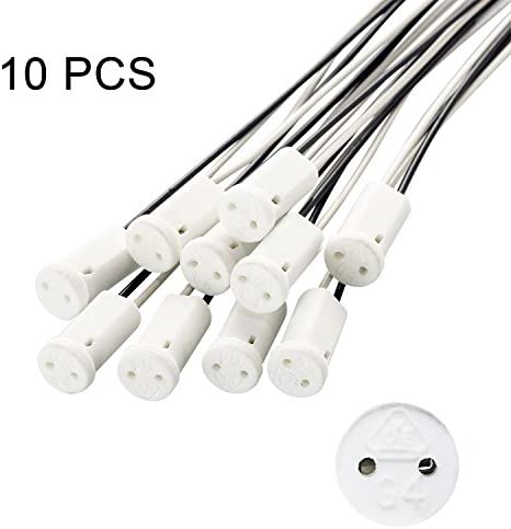 Rayhoo G4 LED Bulb Socket Halogen MR11 Base Ceremic Lamp Holder Socket, Miniature Bi-Pin Base Socket, Halogen Incandescent Led Socket Ceramic Body Lamp Holder, 10-Pack