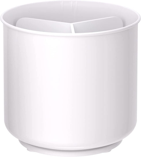 Extra Large Rotating White Utensil Holder Caddy with Sturdy No-Tip Weighted Base, Removable Divider, and Gripped Insert - Rust Proof Plastic and Dishwasher Safe Kitchen Utensil Holder for Countertop