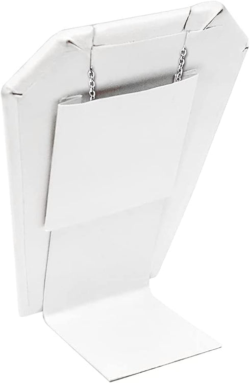 Mooca 6 Pcs Set Mini White Faux Leather Earring Stand Necklace Chain and Pendant Display Stand, Mini Jewelry Display Holder Stand, Jewelry Showcase Display, 3 1/4 Inches Height