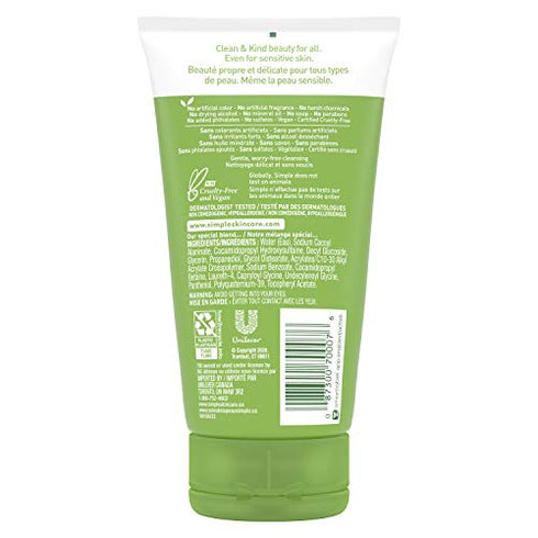 Simple Kind to Skin Face Wash Cleanser for All Skin Types Moisturizing Cleanses and Hydrates 5 oz