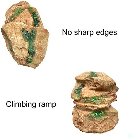 Tfwadmx Bearded Dragon Basking Platform, Resin Reptile Climbing Shale Step Ledge Ramp Rock Hideout Cave Terrarium Landscape Hiding Spot for Turtle Lizard Leopard Gecko Snake Chameleon Frog