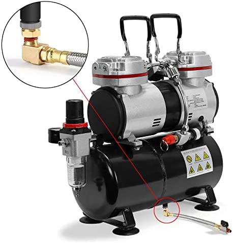 HK Extended Tank Drain Assembly Kit with 10 Inch Braided Steel Hose 1/4 Inch Drain Valve and Elbow Fitting for Air Compressor