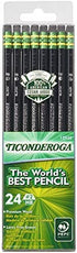 Ticonderoga Pencils, Wood-Cased, Graphite #2 HB Soft, Black, 24-Pack (13926)