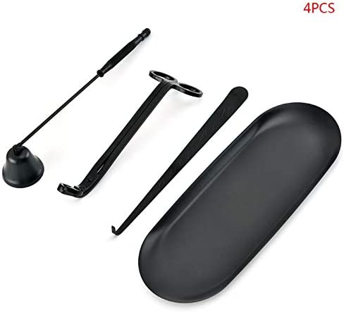 YONUFI Candle Snuffer, Candle Wick Trimmer Wick Dipper with Tray 4 in 1 Candle Accessory Set (Black)