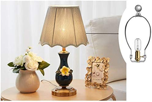 8 Inch Lamp Shade Harp Holder, OZXNO 2-Pack Horn Frame Lamp Shade Bracket with Light Base and Ball Lamp Finial DIY Lighting Replacement Accessories for Table/Floor Lamps (Sliver)