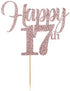 LVEUD Flash Rose Gold Birthday?Wedding ?Anniversary?Special Holiday Anniversary Cake Topper Happy 17th Cake Topper (17)