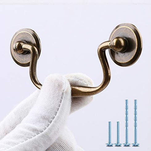 MOOD.SC 4 Pack 2 3/4" C-C Bail Drawer Pull Drop Swing Dresser Handles Hanging Pulls Cabinet Knobs Pull Antique Bronze Antique Brass Swan Neck Bail Pulls Hardware 70 mm 2.75" Hole Center