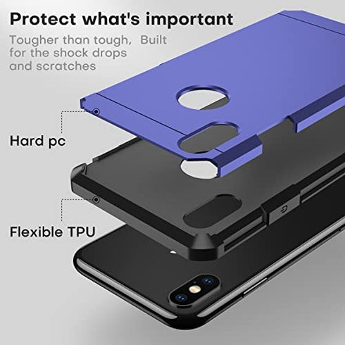 ImpactStrong Compatible with iPhone X Case/iPhone Xs Case, Heavy Duty Dual Layer Protection Cover Heavy Duty Case Designed for iPhone X/Xs 5.8 inch (2018) - Navy Blue