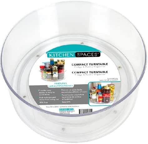 Kitchen Spaces Compact Lazy Susan Turntable, Cabinet Organization, Easy-Glide Spin, Clear, Small (3032A6-AMZ)