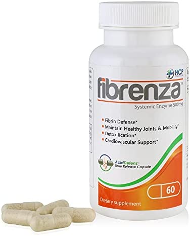 HCP Formulas - Fibrenza - Systemic Enzyme Complex with Fibrinolytic & Proteolytic Enzymes - Fibrin Defense, Inflammation & Cardiovascular Support - Vegetarian - Dietary Supplement - 60 Caps