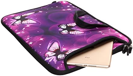 14-Inch Neoprene Laptop Shoulder Messenger Bag Case Sleeve for 13 13.3 14 14.1" Inch Notebook/Chromebook (Purple Butterfly)