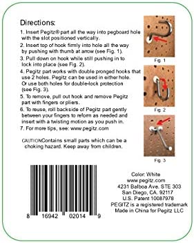 Pegitz Pegboard Peg Locks 50PCS (1/4 inch, White)