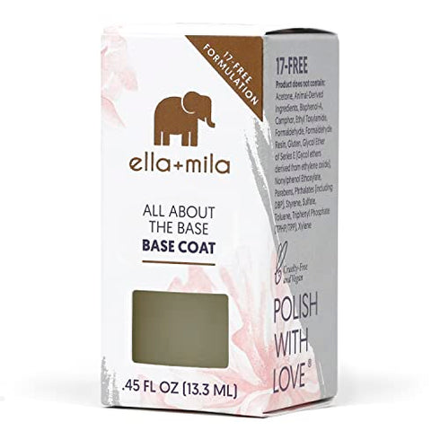 ella+mila "All About the Base" Base Coat Nail Polish - Long-lasting Ridge Filler Base Coat - Nail Care that Helps Smooth & Fill Natural Nails (0.45 fl oz)
