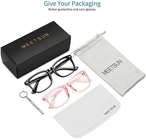 MEETSUN Blue Light Blocking Glasses, Anti Eye Strain Headache (Sleep Better),Computer Glasses UV400 Transparent Lens