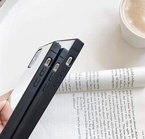 Square iPhone 11 Pro Max Mirror Case,YTanazing Luxury Glass Glossy Mirror Shockproof Smooth Hard Case with Soft Silicone Bumper TPU Frame for iPhone 11 Pro Max 6.5 inch