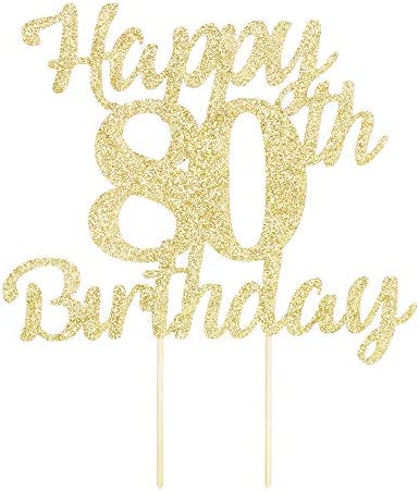 LVEUD 80th Birthday Cake Topper for Happy Birthday, 80 Golden Flash 80th Cake Topper?Happy Birthday Cake Topper Cake Ornament (80th)