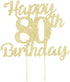 LVEUD 80th Birthday Cake Topper for Happy Birthday, 80 Golden Flash 80th Cake Topper?Happy Birthday Cake Topper Cake Ornament (80th)