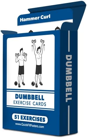 Dumbbell Exercise Cards - Fitness Playing Cards With Over 50 Dumbbell Workouts - 2.5" x 3.5" (Standard Playing Card Size)