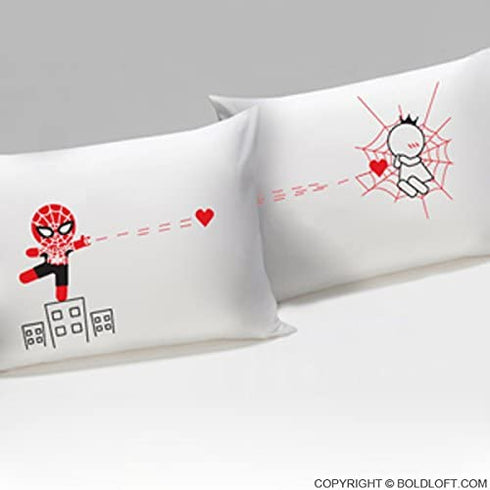BOLDLOFT Captured by Your Love Couples Pillowcases-Funny Couples Gifts,Gifts for Spiderman Lovers,Men Gifts for Boyfriend Husband Christmas Anniversary Valentines Day,Superhero Gifts