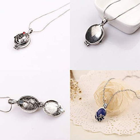 YouU UoYu 6 pcs Vampire Diaries Elena Gilbert Opening Vervain Locket Pendant Necklace and Daywalking Katherine Necklace Pendant Charm Necklace-Royal Blue Diamond Stud Earrings stephan ring