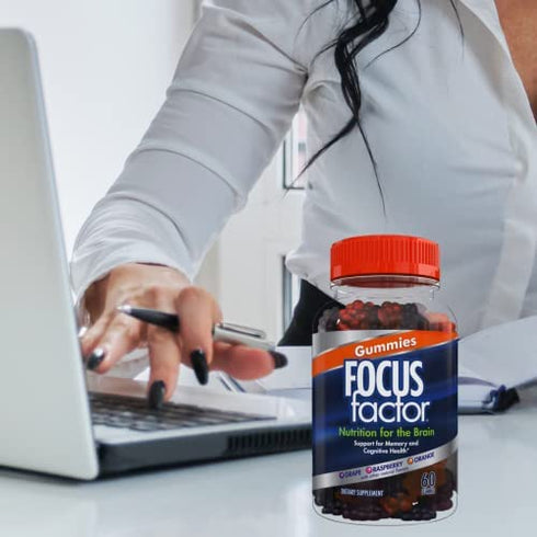 Focus Factor Nootropic Gummies, Memory Supplement for Brain, Phosphatidylserine, Bacopa, Huperzine A, 60 Count