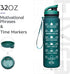 Elvira 32oz Large Water Bottle with Motivational Time Marker & Removable Strainer,Fast Flow BPA Free Non-Toxic for Fitness, Gym and Outdoor Sports