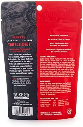 Fluker's Crafted Cuisine Diet - Aquatic Turtle Food, Made with Crickets, Mealworms, Real Fruits & Veggies, 6.75oz