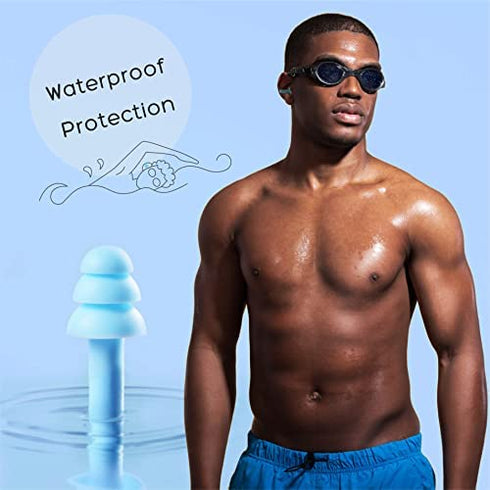 ANBOW Ear Plugs for Sleeping Noise Cancelling. Reusable Silicone Earplugs. Custom Fit - Noise Reduction for Sleeping, Concerts, Work & Swimming. Adjustable to Ear Size. 3 Pairs + Travel Pouch