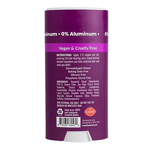 Lume Solid Deodorant Stick - Whole Body Deodorant - Aluminum-Free, Baking Soda-Free, Hypoallergenic, Safe For Sensitive Skin - 2.6 Ounce Solid Stick (Peony Rose)