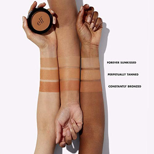 e.l.f, Primer-infused Bronzer, Long-Wear, Matte, Bold, Lightweight, Blends Easily, Contours Cheeks, Forever Sun Kissed, All-Day Wear, 0.35 Oz