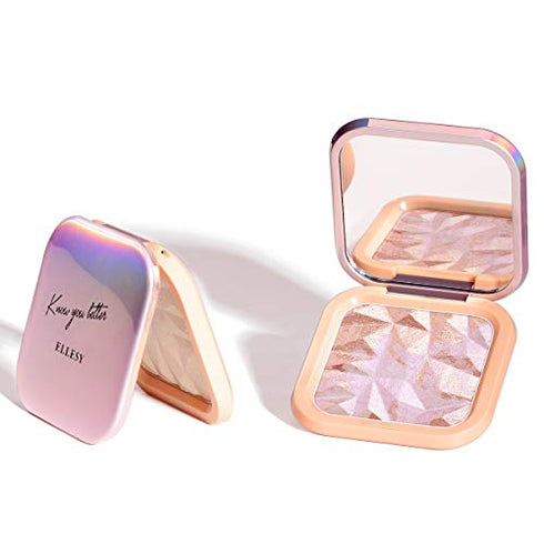 ELLESY Highlighter Makeup Palette Long Lasting Face Highlighter Powder Shimmer Highlight Palette Suit All Skin Tones-RAINBOW GLOW