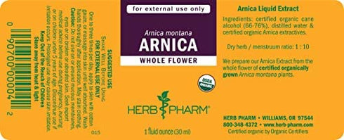 Herb Pharm Certified Organic Arnica Liquid Extract for Minor Pain Support, 1 Fl Oz