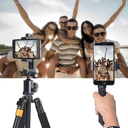 Ergonomic Anti-Falling Cell Phone Vlogging Hand Grip Stabilizer Smartphone Holder Rig Mount Video Kit w/ Safety Strap Portable Selfie Stick for iPhone Samsung (Landscape+Portrait)-Mic /Light Adapter