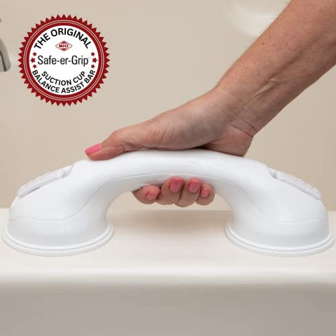 Safe-er-Grip Safe-er-Grip Changing Lifestyles Suction Cup Grab Bars for Bathtubs & Showers; Safety Bathroom Assist Handle, White, 12 inches