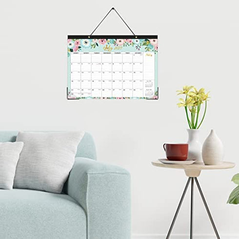 2023-2024 Desk Calendar - 18 Monthly Desk/Wall Calendar 2-in-1,16.8" x 12", Jan 2023 - Jun 2024, Thick Paper with Corner Protectors, Large Ruled Blocks - Floral