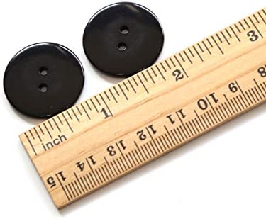 GANSSIA 1 Inch (25mm) Black Color Buttons 2 Holes Resin Button for Sewing and Craft Pack of 100pcs