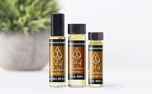 Oil of Gladness Frankincense and Myrrh Anointing Oil - Oil for Daily Prayer, Ceremonies, and Blessings 1/3 oz Roll-On
