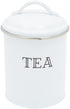 Farmhouse Canister Set, White Metal Kitchen Containers with Lids (4 x 6.3 In, 4 Pack)