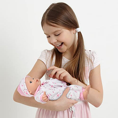 12 Inch Soft Body Baby Doll in Gift Box, Baby Doll with Pacifier, Blanket and Pink Floral Clothes
