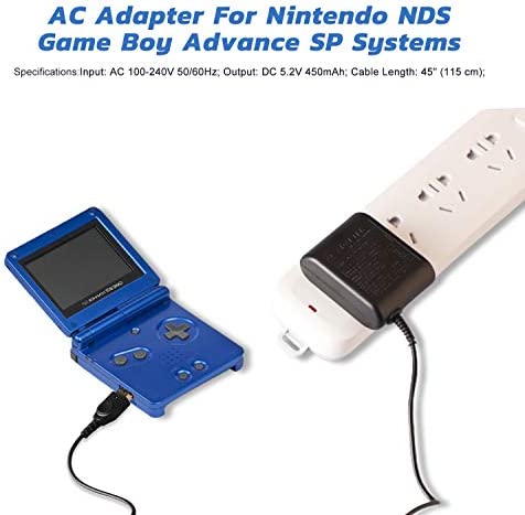 Charger for Gameboy Advance SP, AC Adapter for Nintendo NDS and Game Boy Advance SP Systems Power Charger, Wall Travel Charger Power Cord Charging Cable 5.2V 450mA for GBA SP