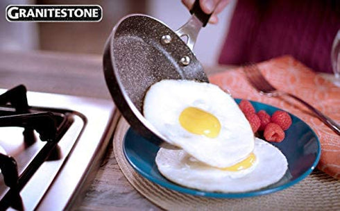 Granitestone Egg Pan 5.5" inches Nonstick Novelty-Sized Eggpan Omelet Pan with Rubber Grip Heat-Proof Handle Egg Frying Pan, Dishwasher and Oven Safe Breakfast Pan, PFOA-Free Fry Pan As Seen On TV