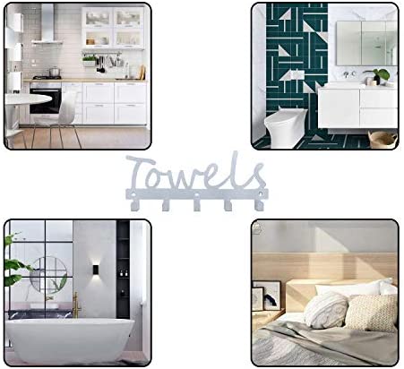 Towel Racks Wall Mount 5 Hooks,Bathroom Hooks Towel Holder Matte Nickel Towel Racks,Rustproof and Waterproof for Bath Towel Organizer,Bedroom,Kitchen,Living Room Towels, Clothing,Keys,Easy Install