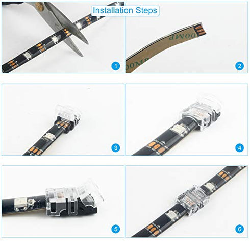 RGBZONE 10Pcs LED Strip Connector 3 Pin 10mm Strip to Strip Unwired Gapless Solderless Connector for Dual Color and Digital Pixel Strip Light