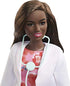 Barbie Doctor Doll (12-in/30.40-cm), Brunette Hair, Curvy Shape, Doctor Coat, Print Dress, Stethoscope Accessory, Great Toy Gift for Ages 3 Years Old & Up , White