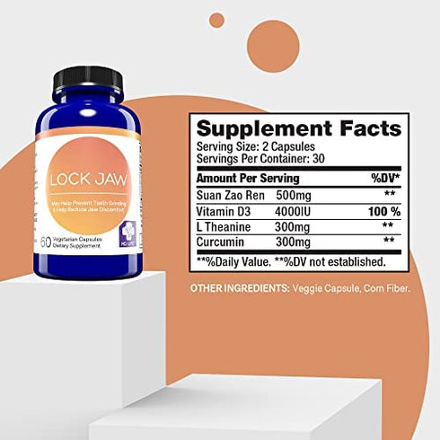 MD.Life Lock Jaw Assistance - Ongoing TMJ Pain Relief - Help Provide Lock Jaw Pain Assistance TMJ Pain Relief Double Strength Formula - 60 Vegan Capsules Designed for Jaw Pain Relief