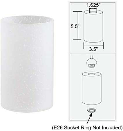 Giluta Frosted Seeded Glass Shade Cylinder Glass Lamp Shade Replacement, Modern Style Wall Sconce Pendant Lamp Shades with 1-5/8 Inch Fitter (A00008)