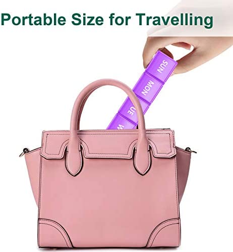TookMag Extra Large Pill Organizer 7 Day, XL Daily Pill Cases Weekly Pill Box, Oversize Daily Medicine Organizer for Pills / Vitamin / Fish Oil / Supplements (Purple)